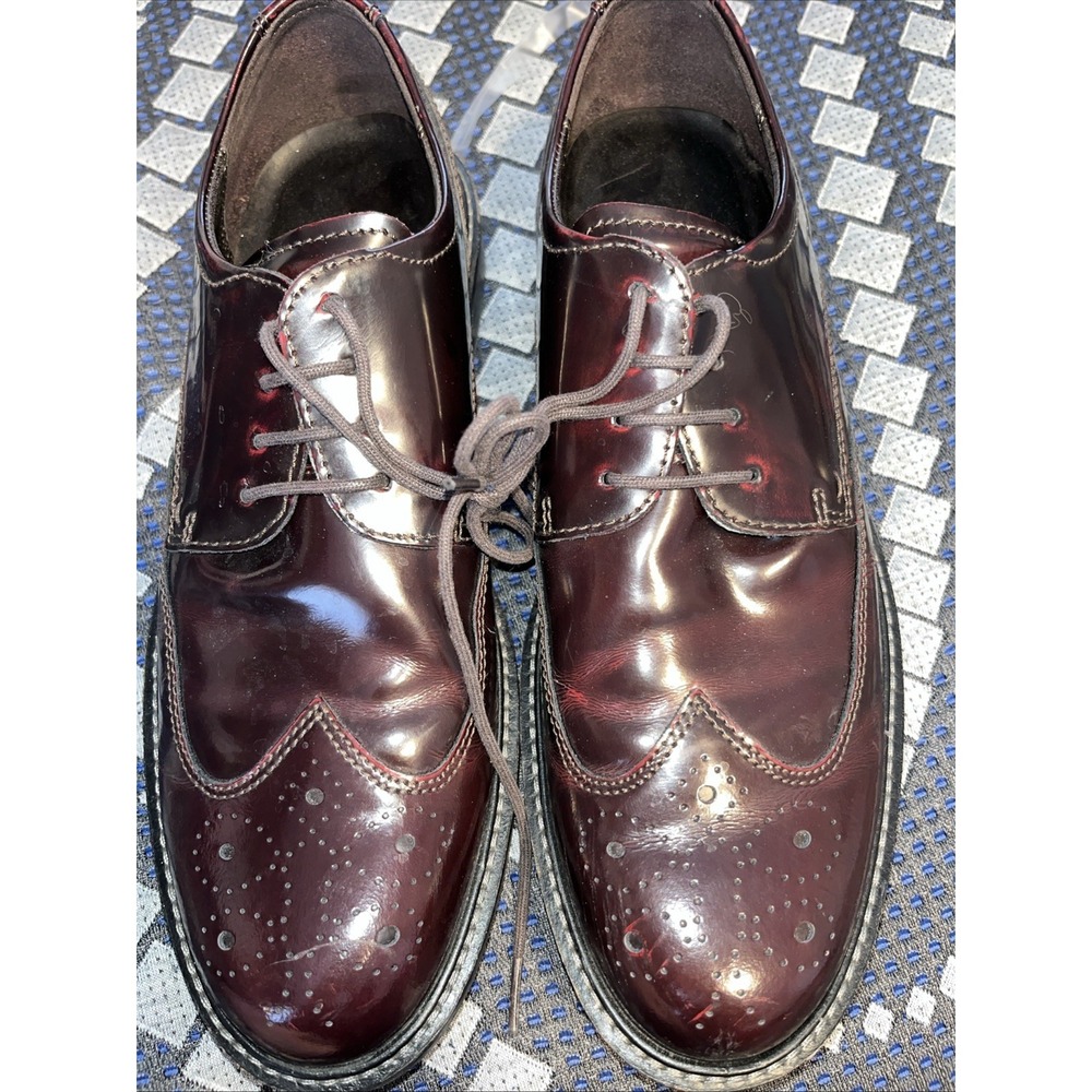 Ecco City Tray Dress Shoe Lace Up Oxford Maroon Leather Mens Eu 42 US 9.5